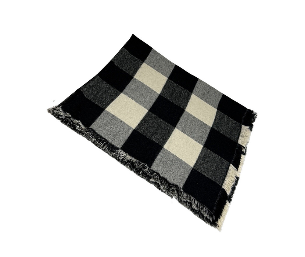 West Loop Black & Cream Throw Blanket Buffalo Check Plaid Pattern Accent Quilt